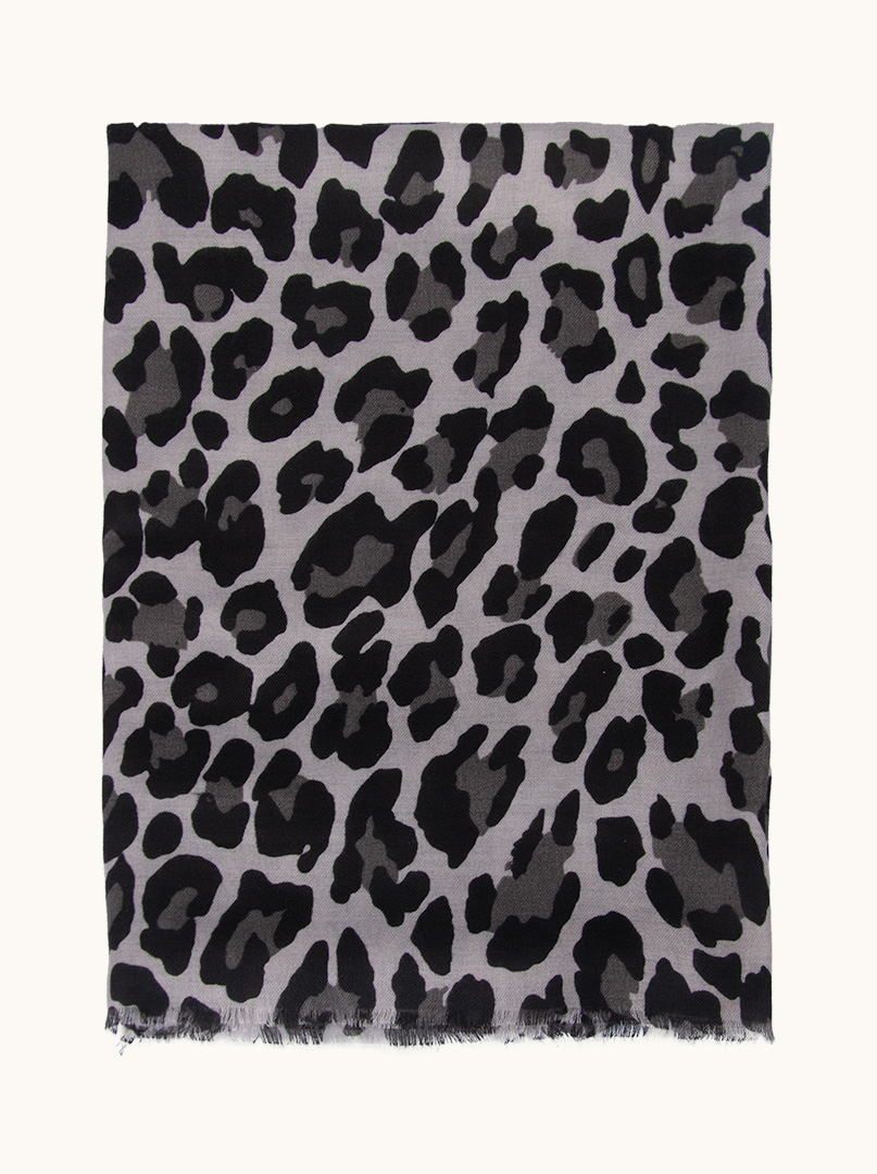 Viscose scarf with animal motif in graphite spots 90cm x 180cm image 4