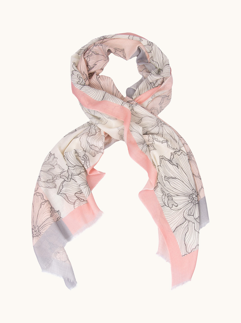 Scarf 100% wool with floral twist 95 cm x 210 cm PREMIUM image 2