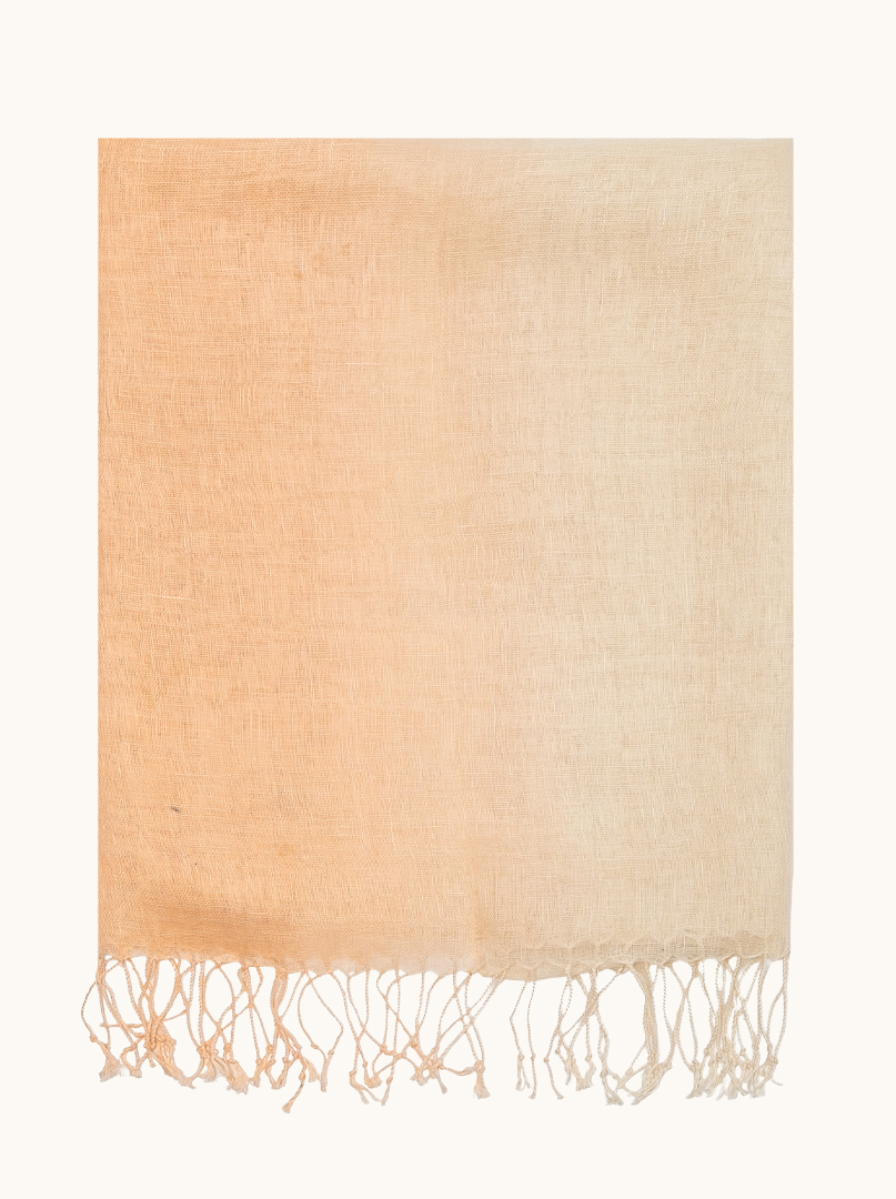 Light linen scarf with fringes, salmon, 55cm x 180cm image 2