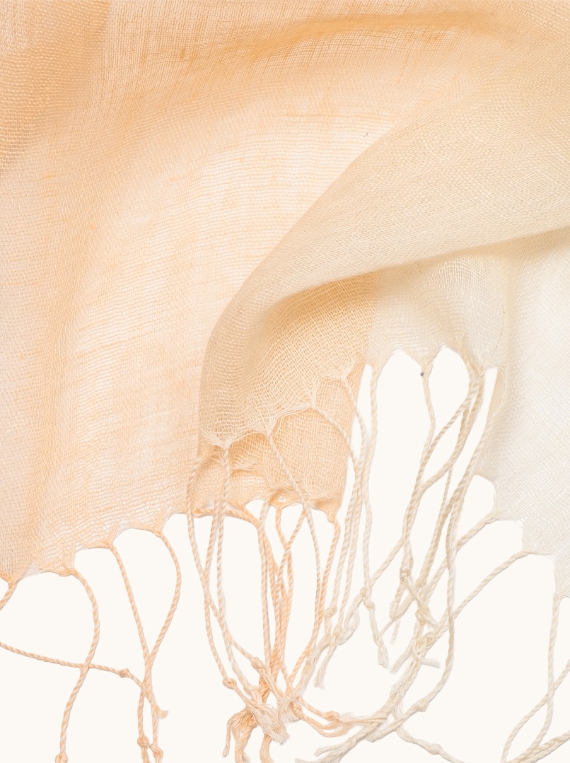 Light linen scarf with fringes, salmon, 55cm x 180cm image 3