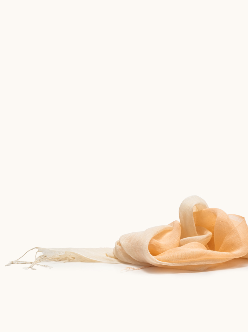 Light linen scarf with fringes, salmon, 55cm x 180cm image 4