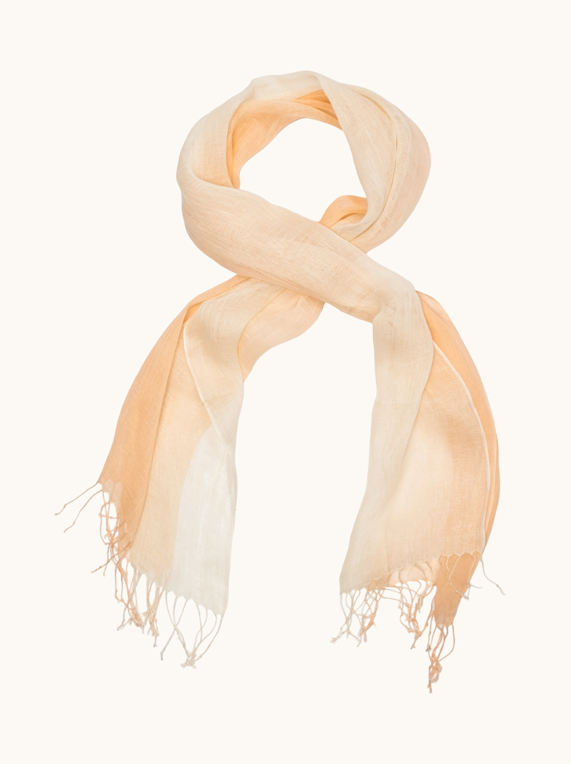 Light linen scarf with fringes, salmon, 55cm x 180cm image 1