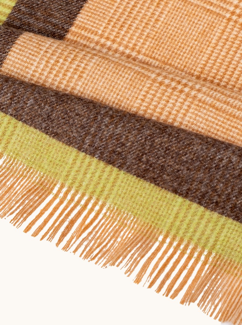 Warm scarf with viscose in brown and lime accents, 75 cm x 200 cm image 4