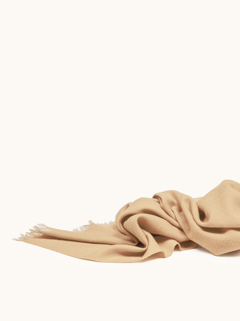 Warm beige scarf with short fringes, 80x200 cm image 4