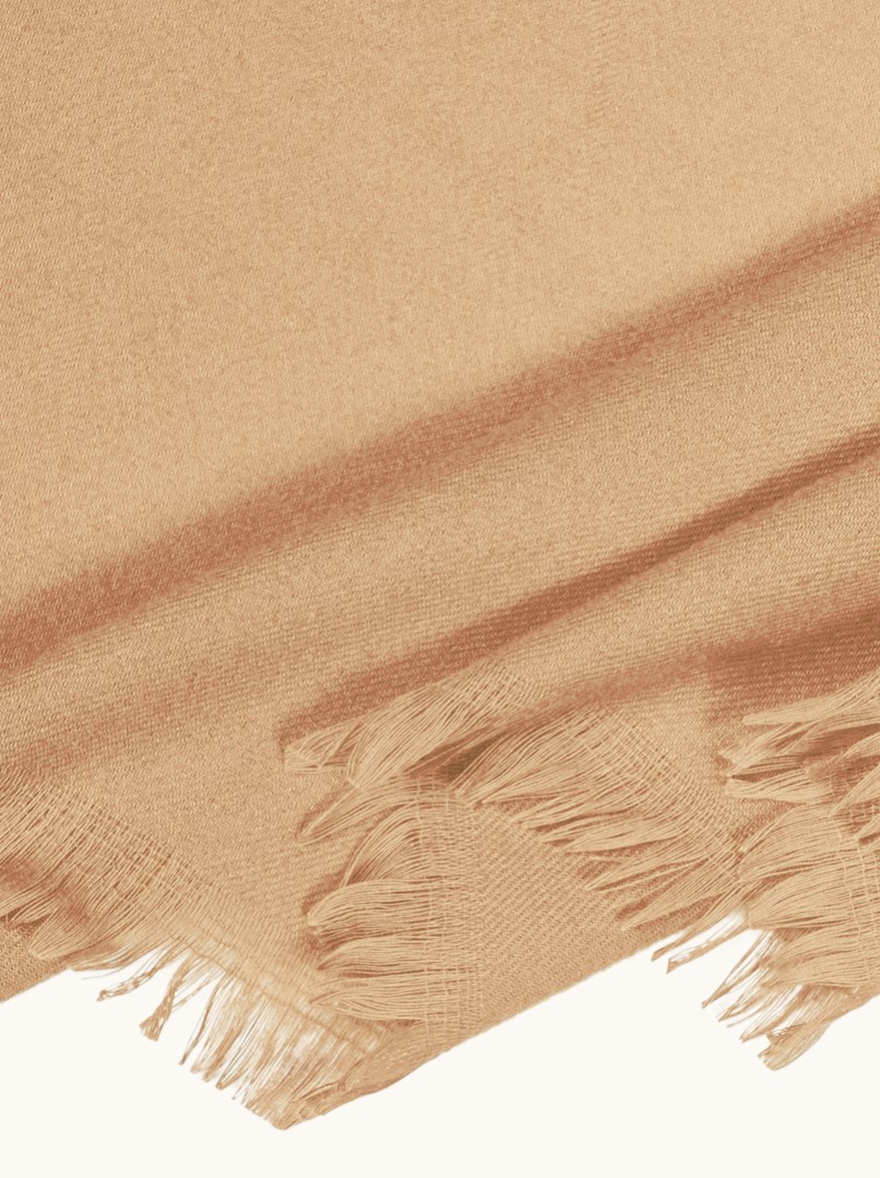 Warm beige scarf with short fringes, 80x200 cm image 3