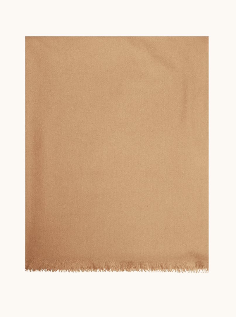 Warm beige scarf with short fringes, 80x200 cm image 2