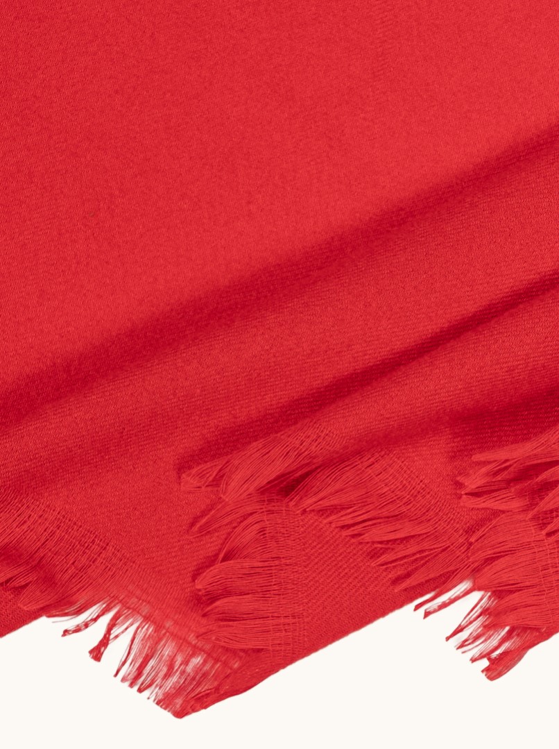 Warm red scarf with short fringes, 80x200 cm image 3