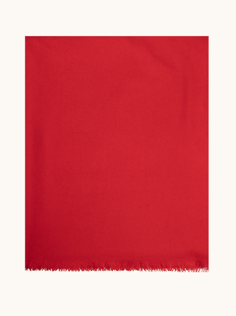 Warm red scarf with short fringes, 80x200 cm image 2