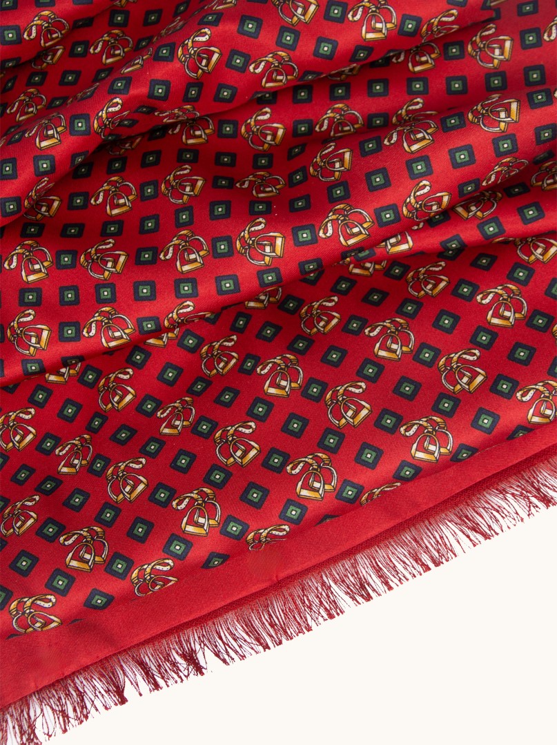 Exclusive men's scarf, green with geometric patterns, 25 cm x 160 cm image 4