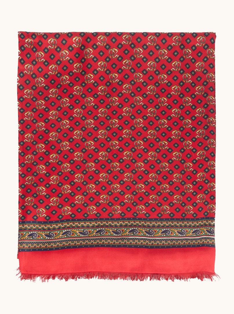 Exclusive men's scarf, green with geometric patterns, 25 cm x 160 cm image 2