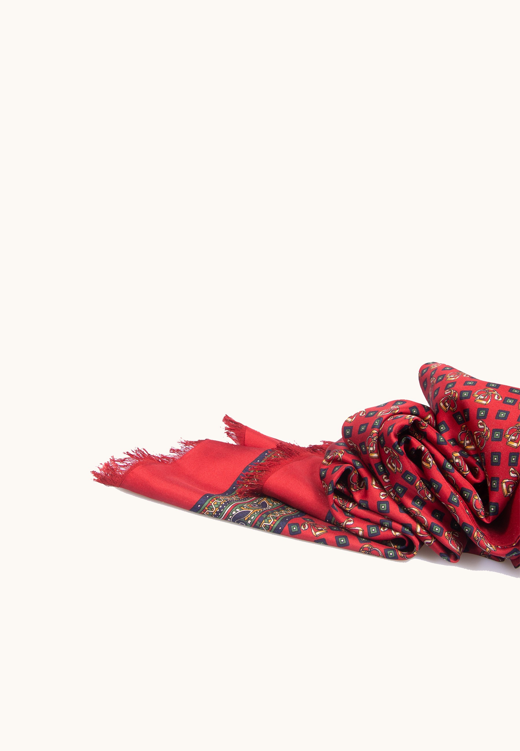 Exclusive men's scarf, green with geometric patterns, 25 cm x 160 cm image 3