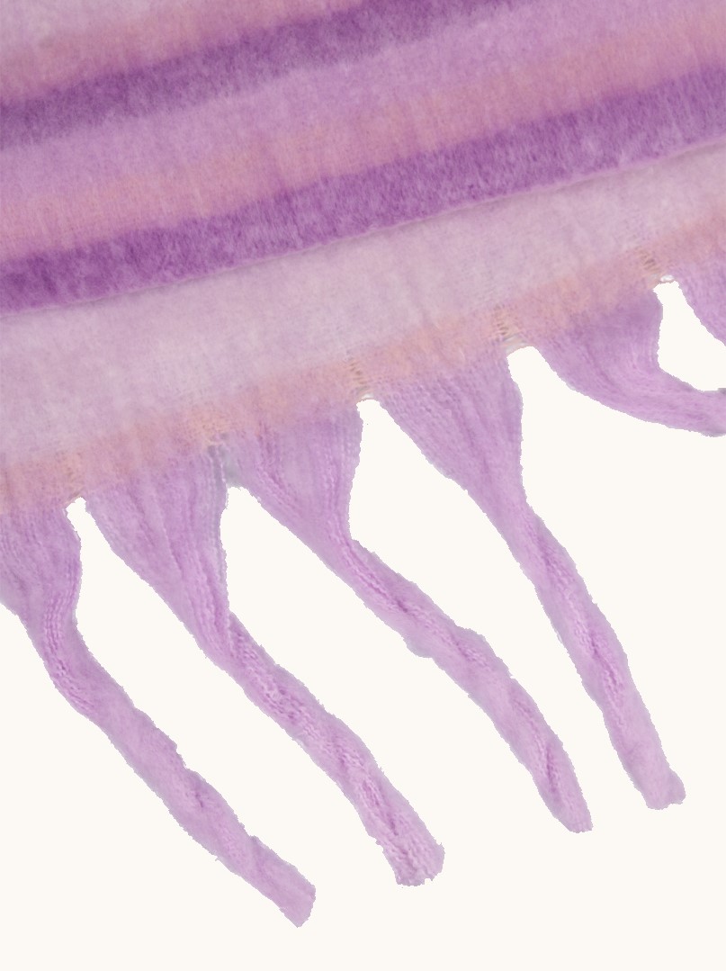 Warm checkered shawl with tassels purple 40x180 cm image 2