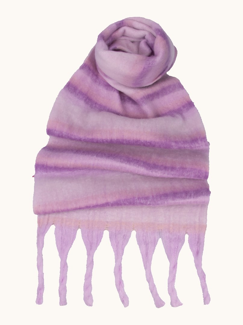 Warm checkered shawl with tassels purple 40x180 cm image 1