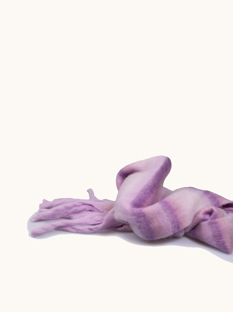 Warm checkered shawl with tassels purple 40x180 cm image 4