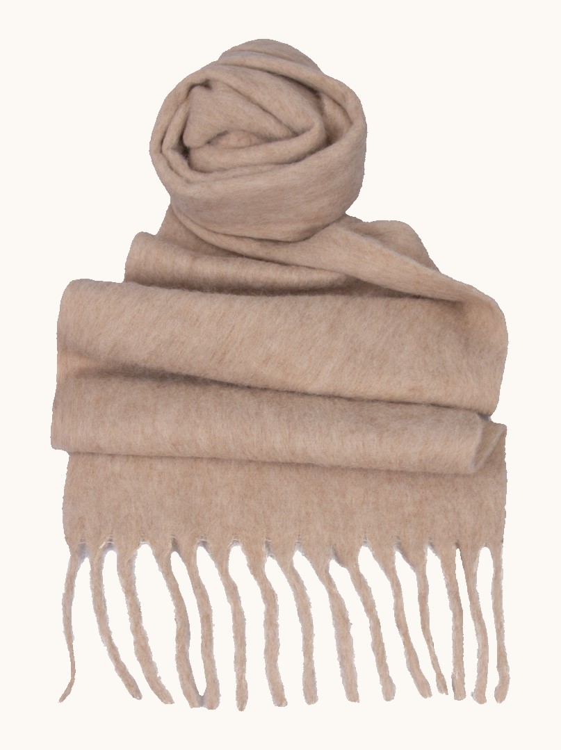 Warm shawl in beige with tassels 40x180 cm image 1