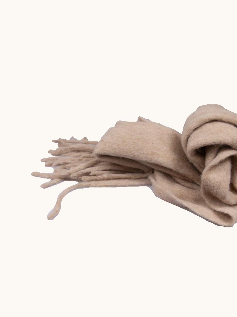 Warm shawl in beige with tassels 40x180 cm image 3