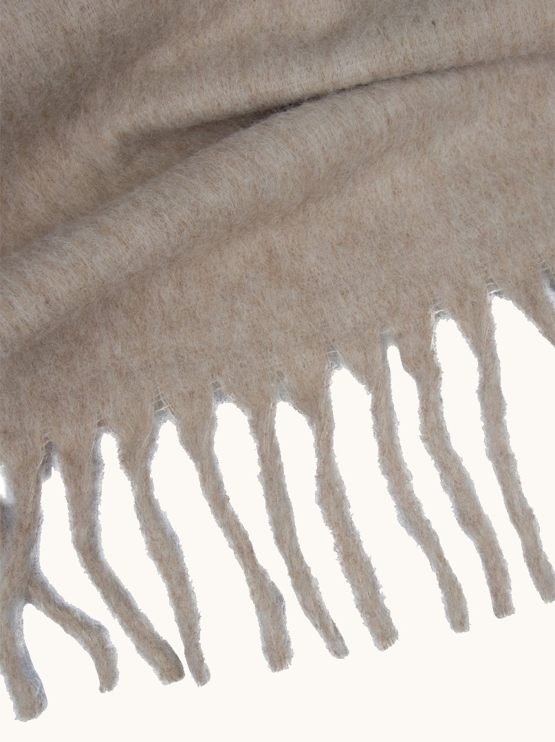 Warm shawl in beige with tassels 40x180 cm image 2