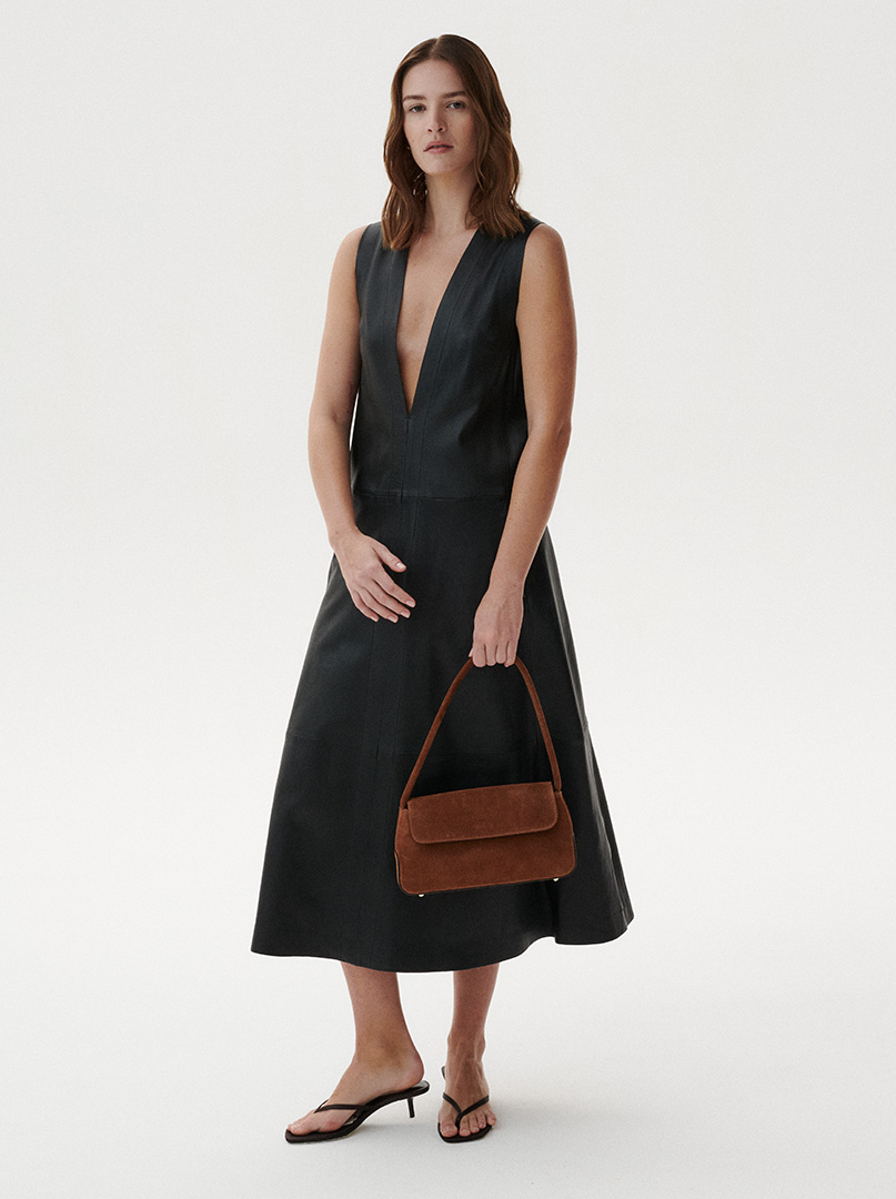 Suede baguette bag Allora caramel - elegant shoulder bag image 1