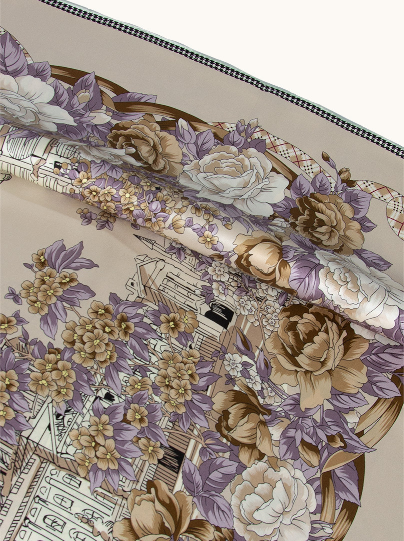 Double-sided silk scarf Baroque in the Garden 110cm x 110cm image 3