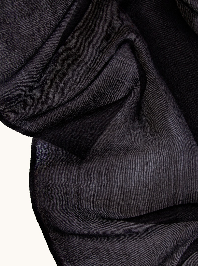 Classic black evening shawl in cotton and silk 80cm x 180cm image 3