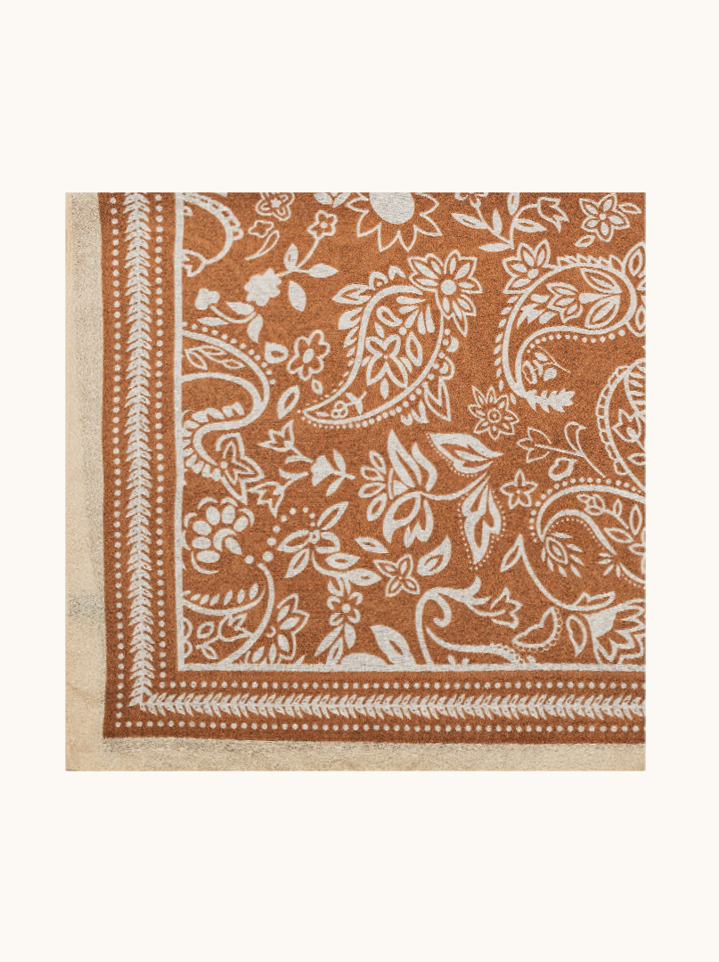 Lightweight caramel scarf with paisley pattern, 100% viscose, 70x180 cm image 2