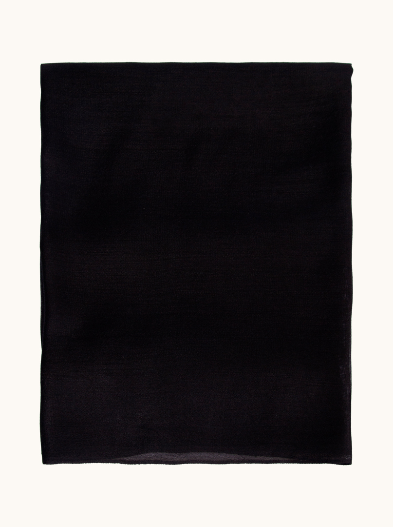 Classic black evening shawl in cotton and silk 80cm x 180cm image 2