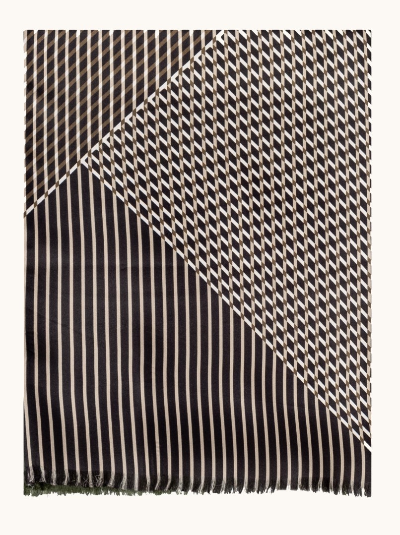 Exclusive men's scarf, green with geometric patterns, 25 cm x 160 cm image 2