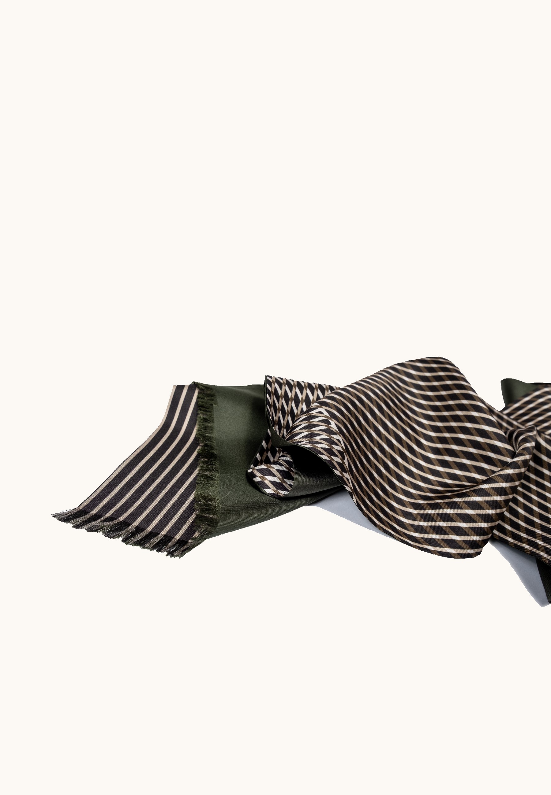 Exclusive men's scarf, green with geometric patterns, 25 cm x 160 cm image 3