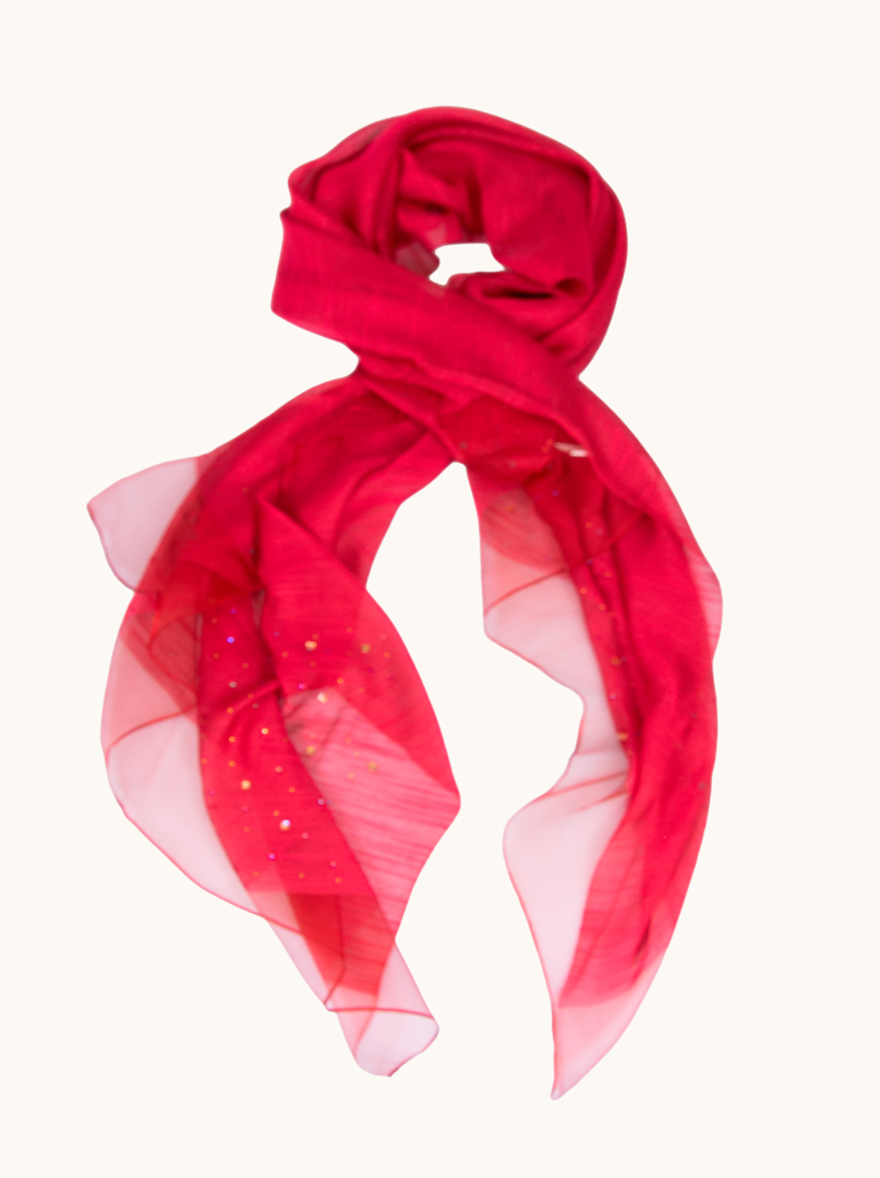 Red evening shawl in silk and viscose with glittering appliqués 92cm x 200cm image 1