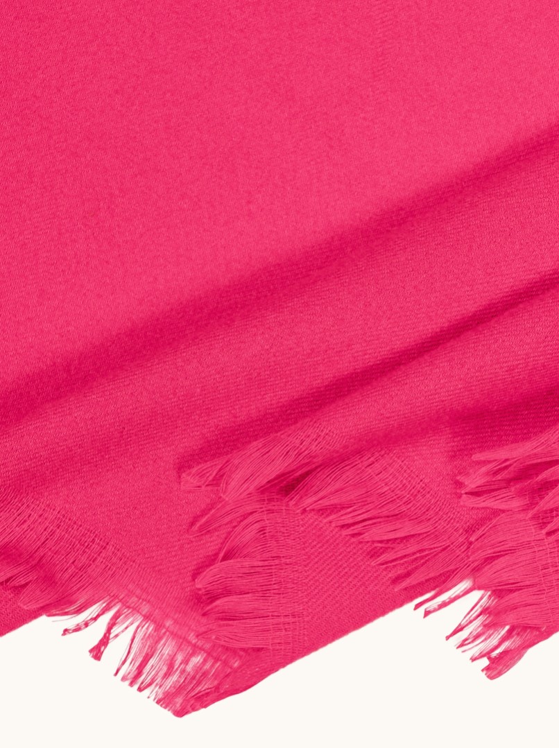Warm fuchsia scarf with short fringes, 80x200 cm image 3