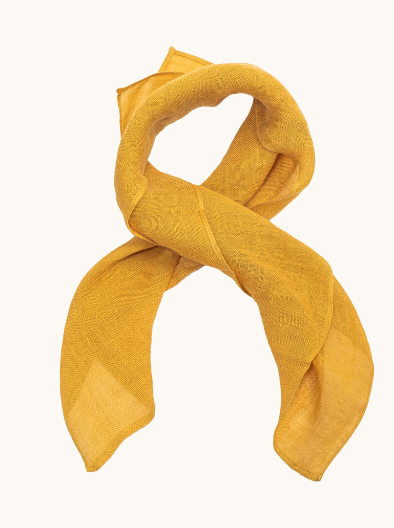 Mustard-coloured 100% linen shawl 57cm x 72cm image 3