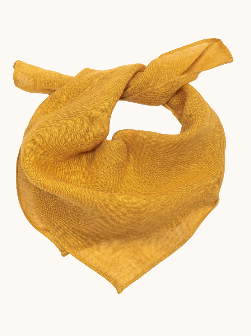 Mustard-coloured 100% linen shawl 57cm x 72cm image 1