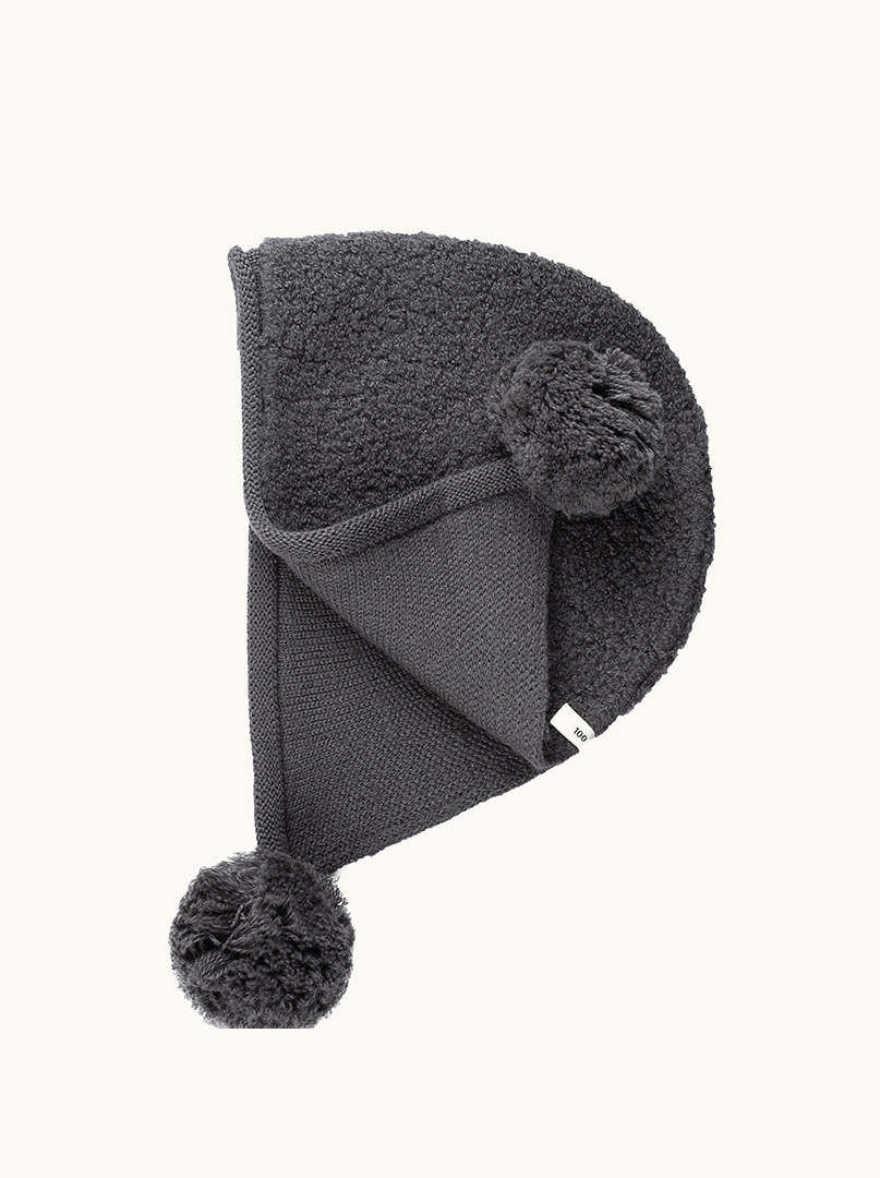 Beanie with binding 100% wool grey image 1