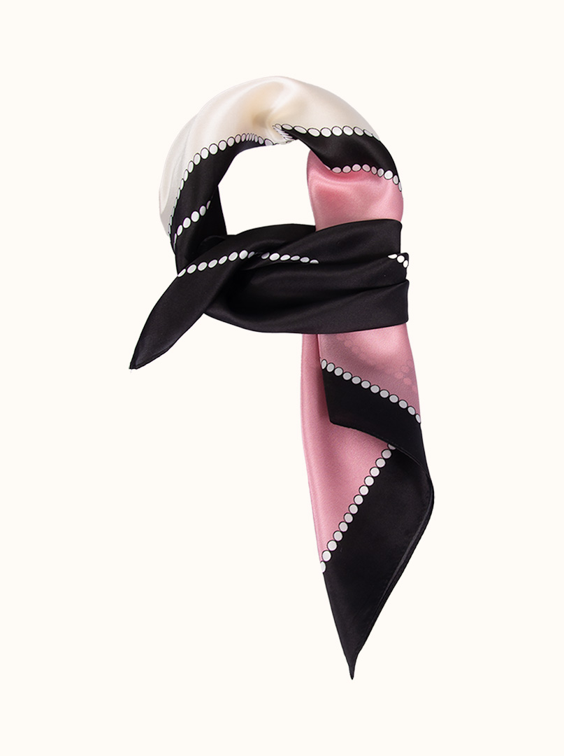 Silk scarf with geometric motif 70cm x 70cm image 1