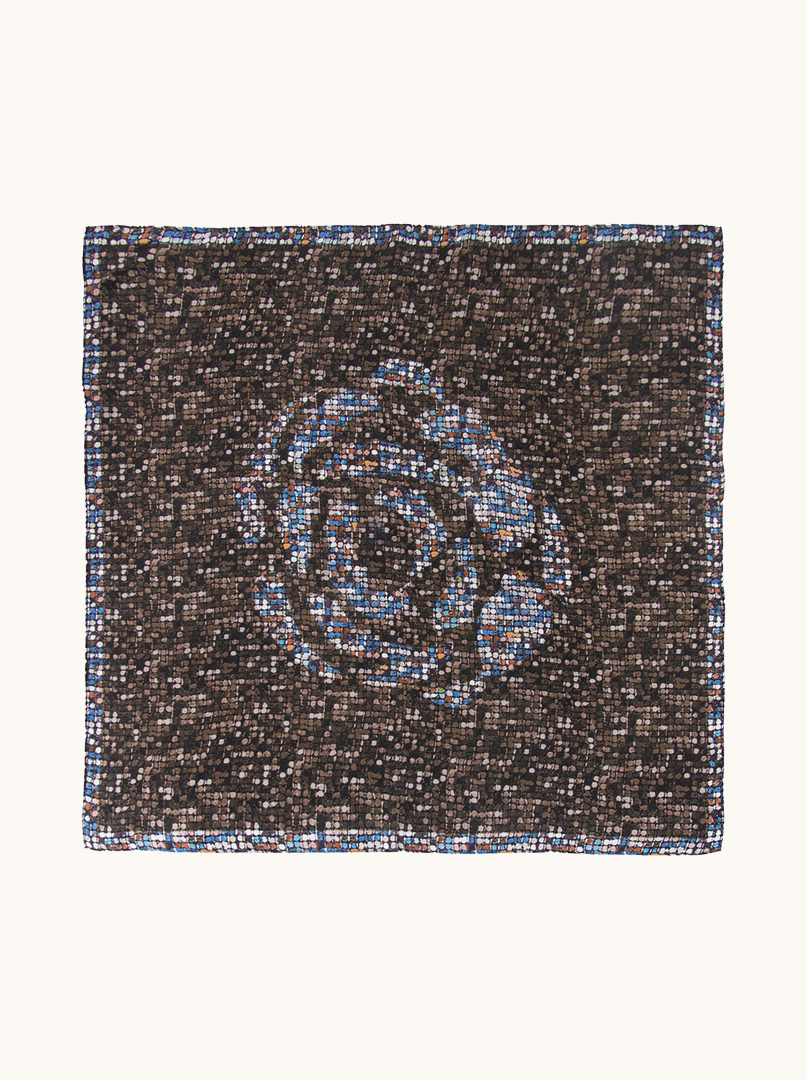 Silk scarf with rose motif 70cm x 70cm image 2