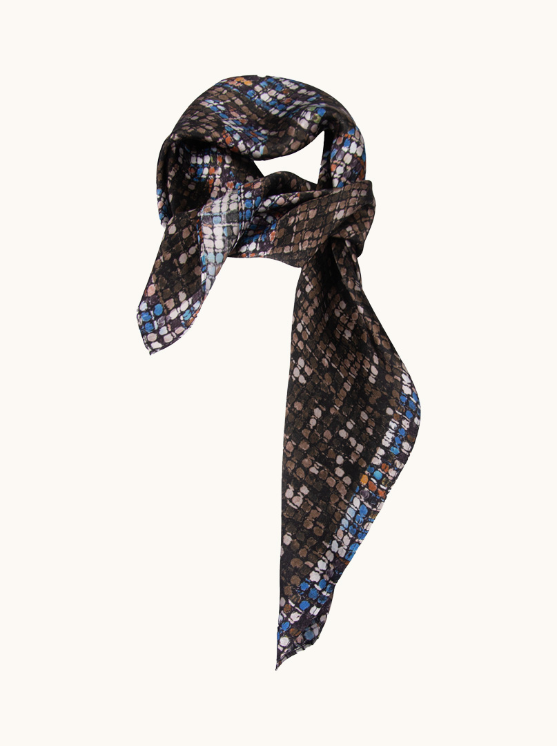 Silk scarf with rose motif 70cm x 70cm image 1