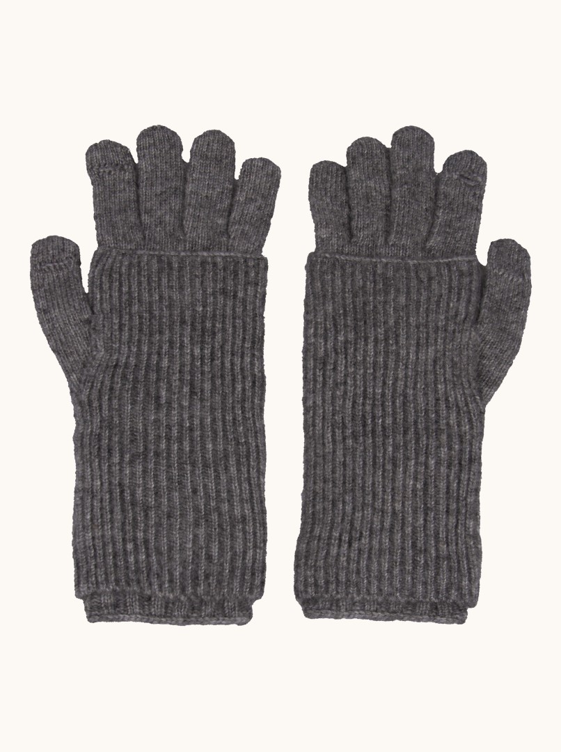 Grey wool gloves with warmers image 1