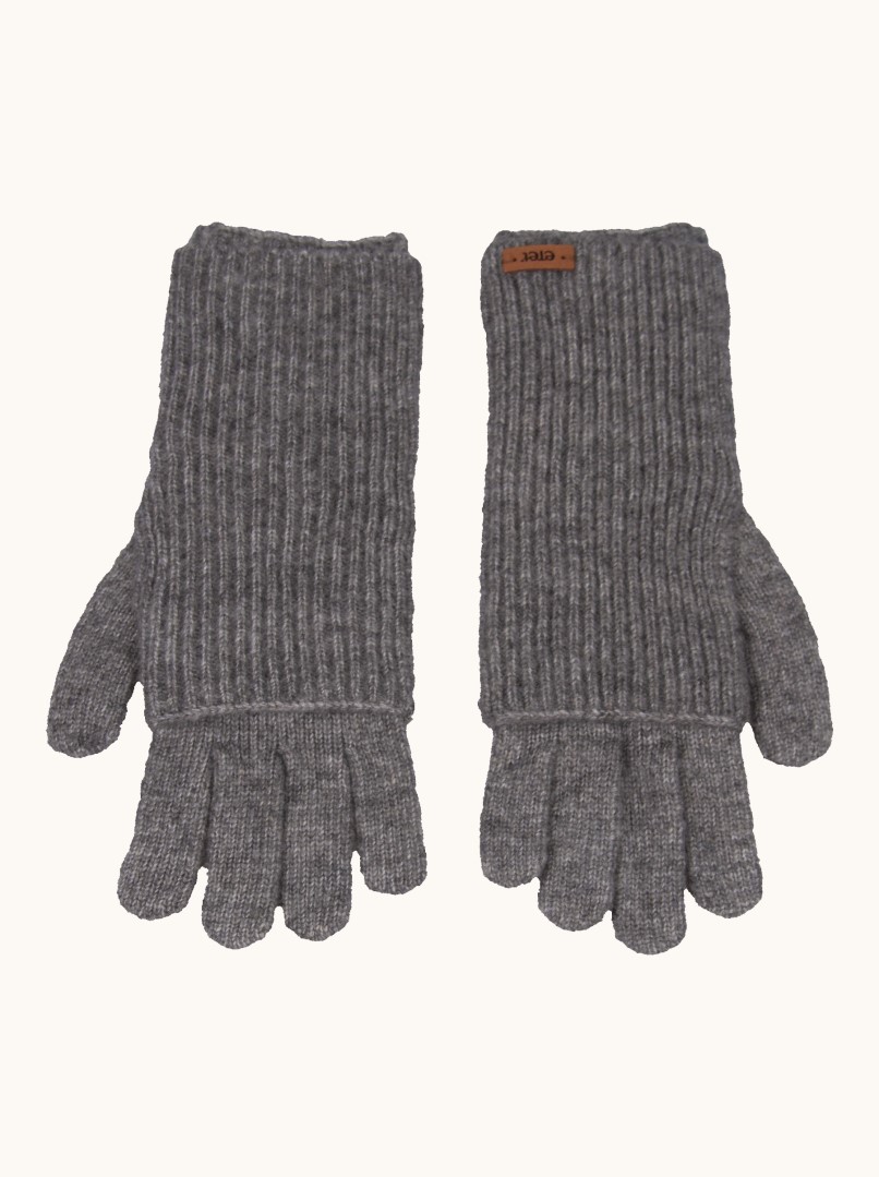 Grey wool gloves with warmers image 2