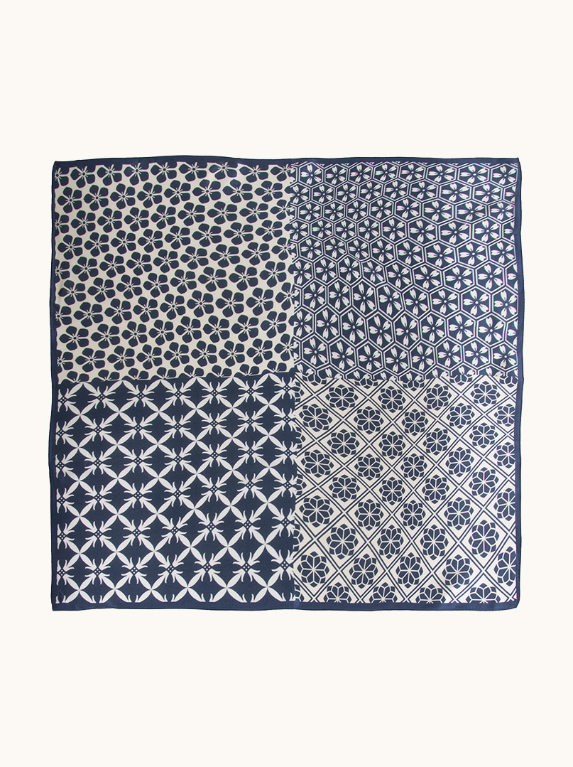 Small women's silk scarf with herringbone pattern, 53 cm x 53 cm image 1
