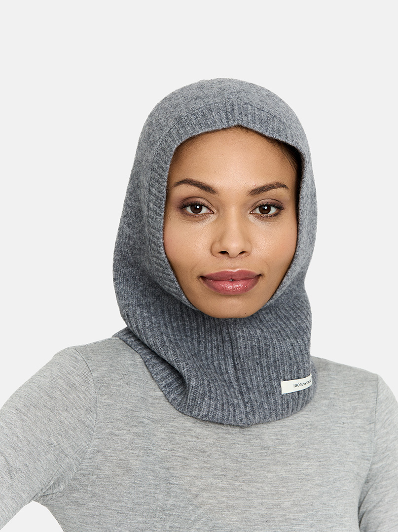 Fitted hood in wool gray image 1