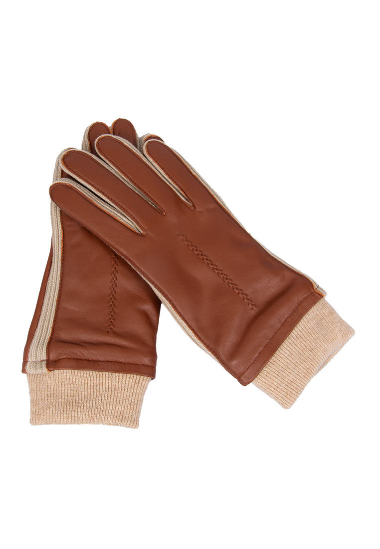 Brown sheepskin gloves insulated with wool image 1